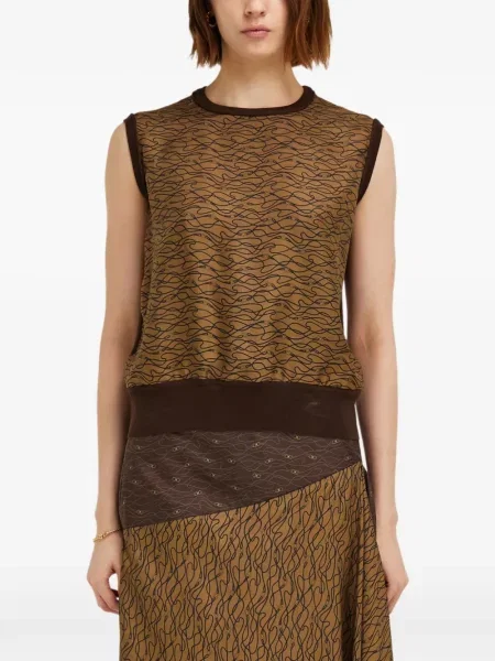 Top Ferragamo de mătase maro