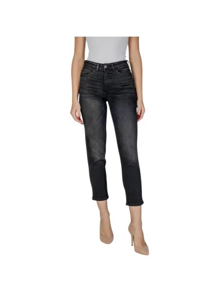 Blugi Ichi cu talie înaltă negru