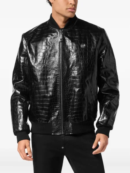Geanta de piele Philipp Plein negru