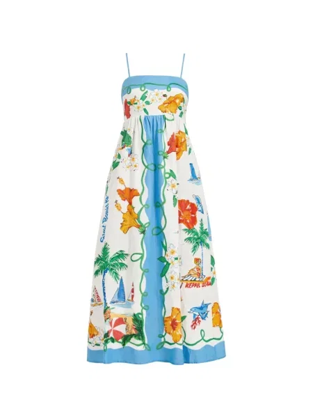 Sukienka maxi Seafolly w kwiatki z nadrukiem biała