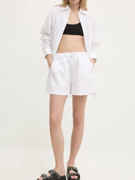 Moschino Jeans pantaloni scurti femei neted high waist alb