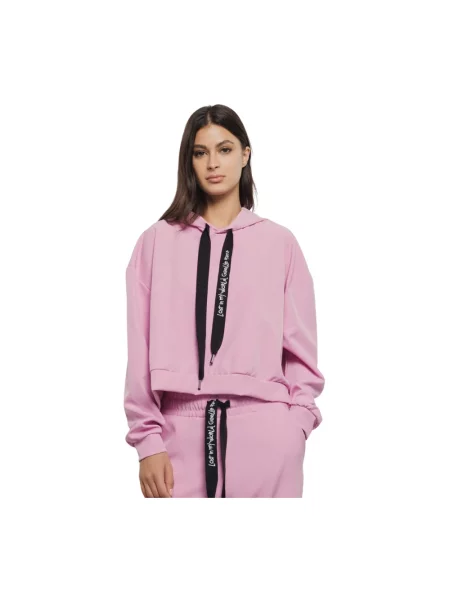 Bluza z kapturem Gaëlle Paris z kapturem z logo różowa