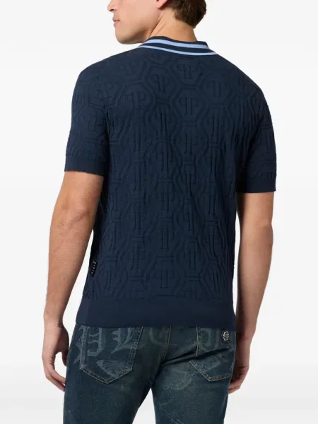 Polo Philipp Plein din jacard albastru