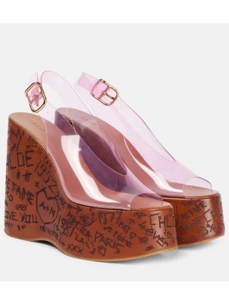 Сандали Chloé с клин ток розово