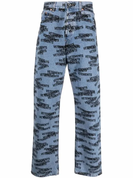 Blugi drepți Vetements cu imagine albastru