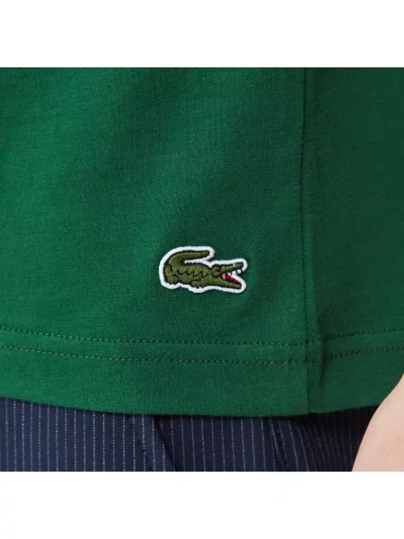 Lacoste T-Shirt Z Okrągłym Dekoltem Z Nadrukiem Regular Fit zielony