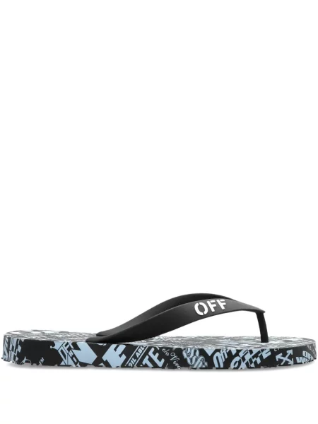 Șlapi Off-white cu imagine alb