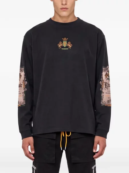 Lung tricou Rhude cu imagine negru