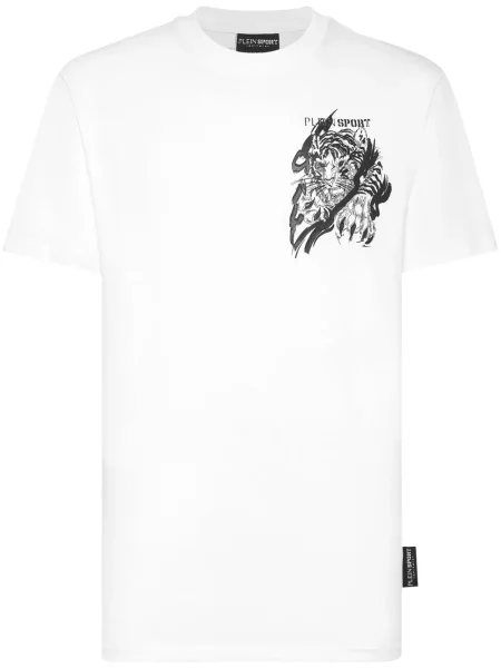 Tricou Plein Sport cu dungi de tigru alb