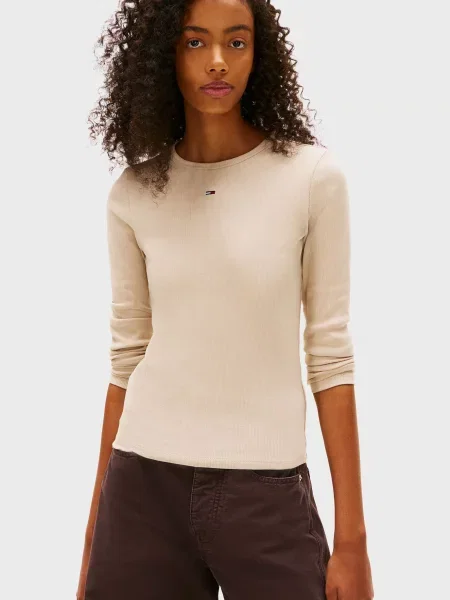 Лонгслив Tommy Jeans бежевый