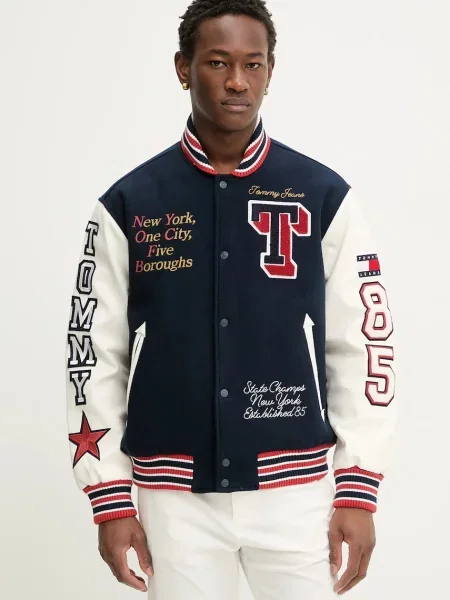 Tommy Jeans Geacă bomber Varsity Bleumarin