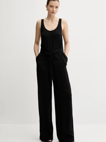 Armani Exchange salopetă cu decolteu rotund negru