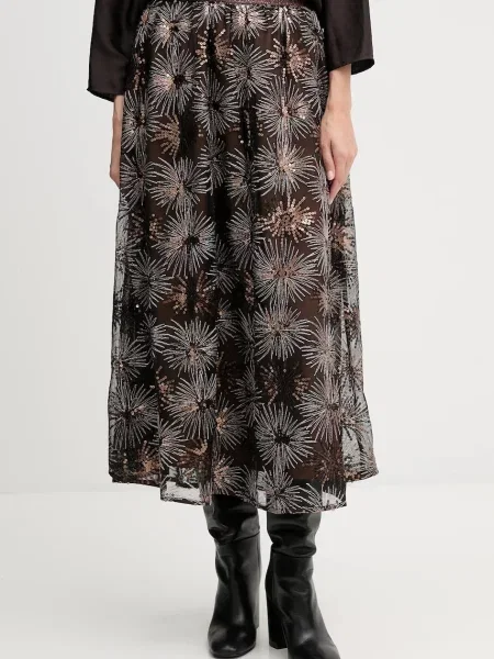 OUI fustă midi evazați maro