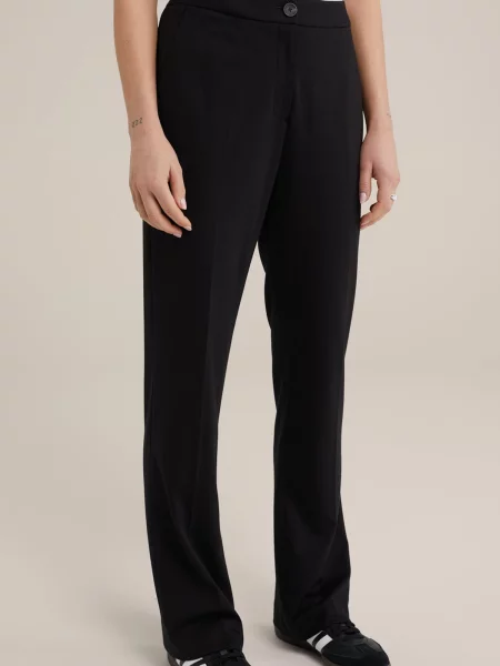WE Fashion Pantaloni cu dungă negru