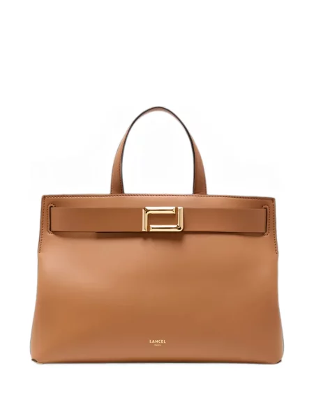 Geantă shopper Lancel din piele cu cataramă maro