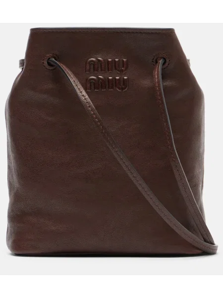 Mała mały torebka skórzana Miu Miu skórzana brązowa