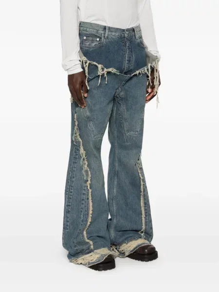 Lepršave traperice Rick Owens Drkshdw s izlizanim efektom rasplamsao plava