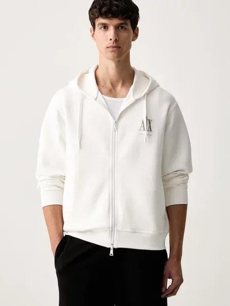 Armani Exchange hanorac cu și glugă pentru bărbați cu alb