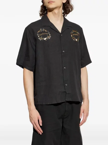 Къс риза Allsaints бродирана черно