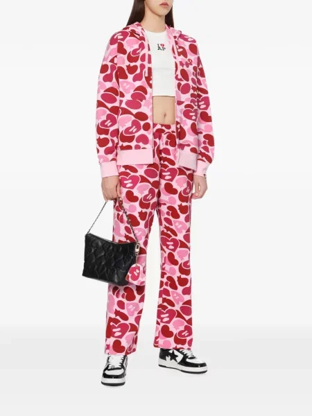 Суичър с качулка Apee™ By *a Bathing Ape® със сърца розово