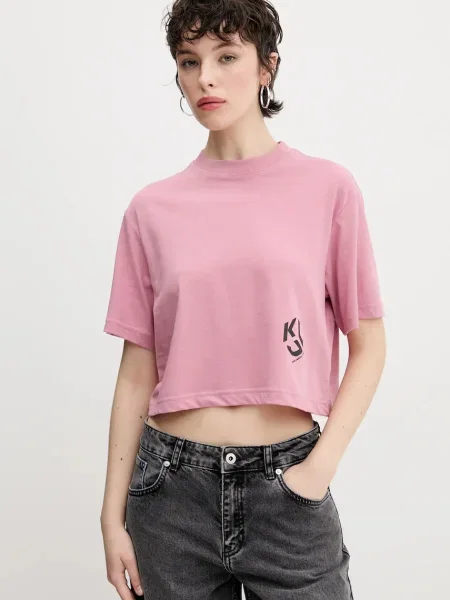 Тениска Karl Lagerfeld Jeans розово