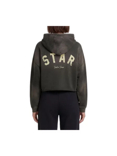 Bluza z kapturem Golden Goose z kapturem o skróconej długości czarna