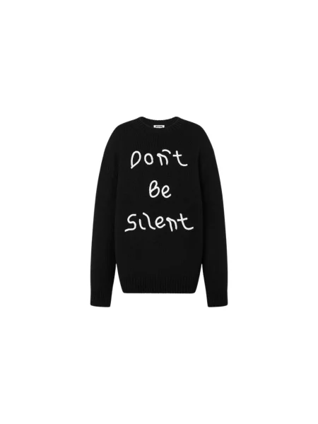 Haftowany sweter Moschino wełniany czarny