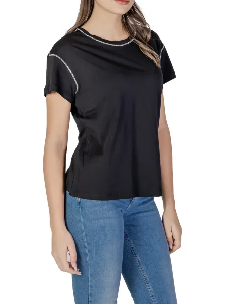 Koszulka z nadrukiem Liu Jo z kryształkami czarna