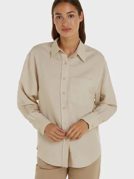 Льняная рубашка Calvin Klein бежевая
