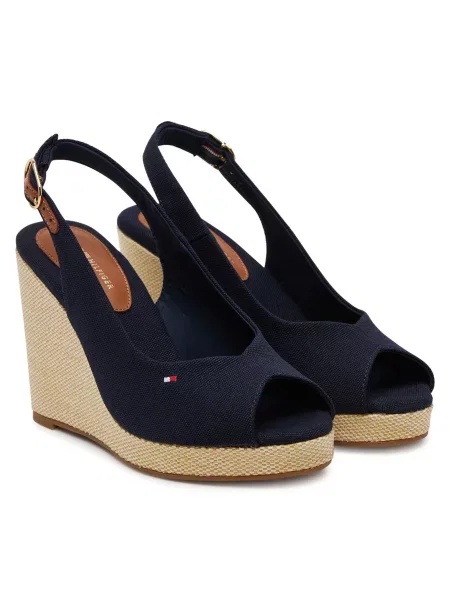 Espadrile Tommy Hilfiger Flag High Wedge Espad Slingback Mornarsko modra