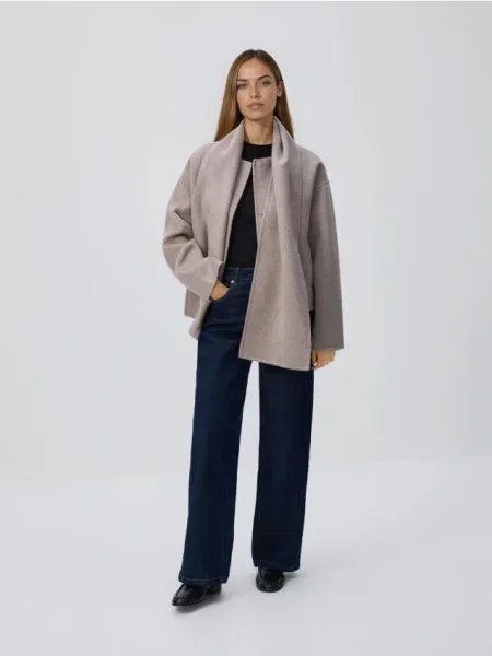 Reserved Palton din lână lucrat manual bej