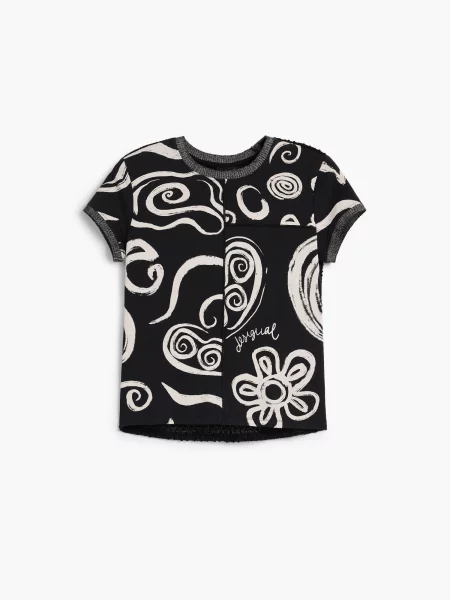 Desigual Tricou negru / murdar alb