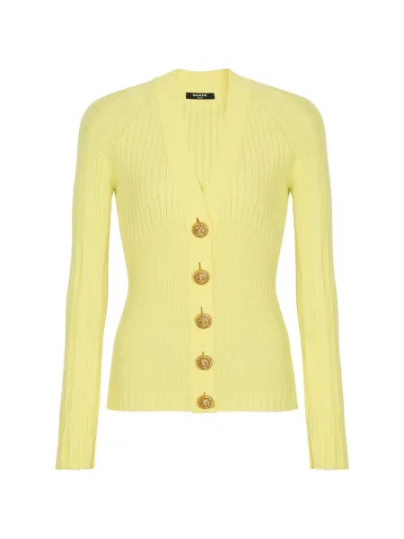 Cardigan Balmain cu decolteu în V galben