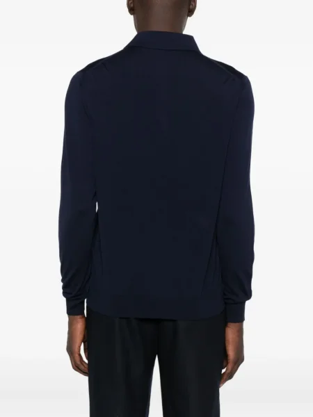 Lung tricou polo Kiton albastru