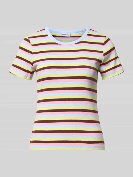 T-shirt o kroju slim fit z mieszanki bawełny model MAY' Pieces