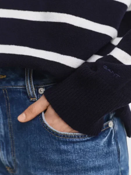 Вовняна смугаста водолазка Gant чорна