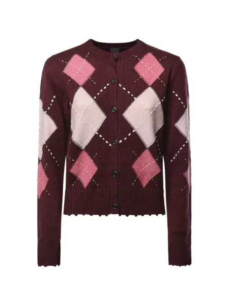 Cardigan Pinko cu model argyle roșu