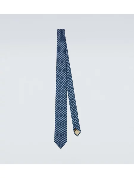 Cravată Rubinacci de mătase cu imagine albastru