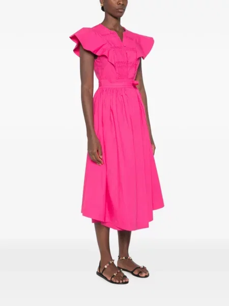 Rochie midi Mii cu volane roz