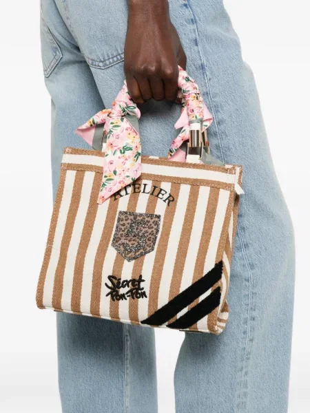 Geantă shopper Secret Pon Pon maro