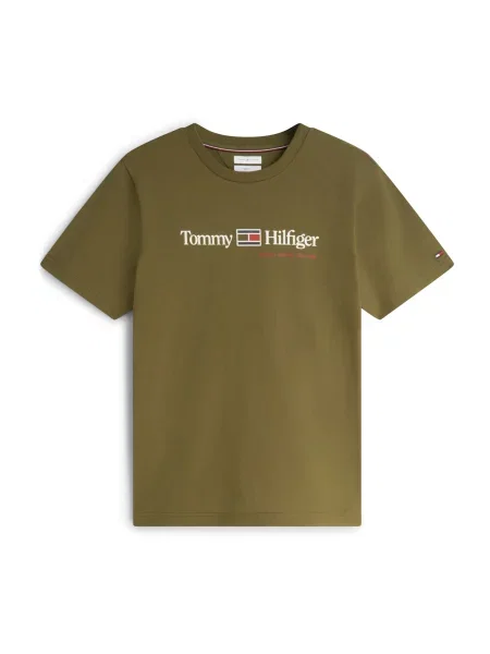 TOMMY HILFIGER Tricou Brand Love verde alb