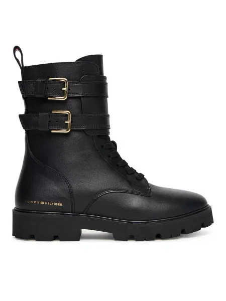 Tommy Hilfiger Škornji Biker Laceup črna