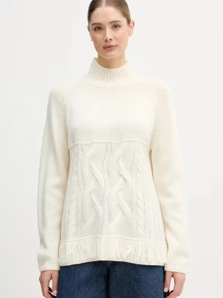 United Colors of Benetton pulover din amestec de lână cu turtleneck bej