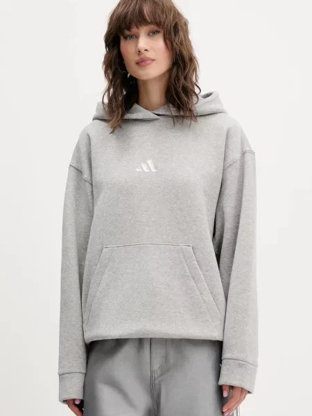 Adidas bluza All Szn Holiday z kapturem z nadrukiem szary