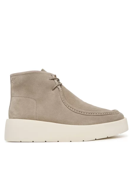 Kotníková obuv Calvin Klein Flatf Lace Up Apr Cut Boot béžová