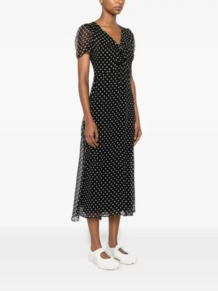 Rochie midi N°21 de mătase cu buline negru