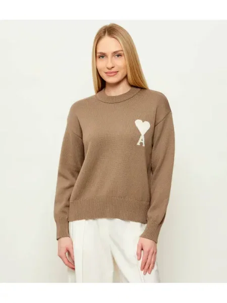 AMI Paris De lână pulover DE COEUR bej