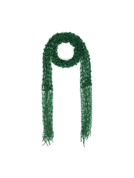 Lniany naszyjnik Dries Van Noten z koralikami zielony