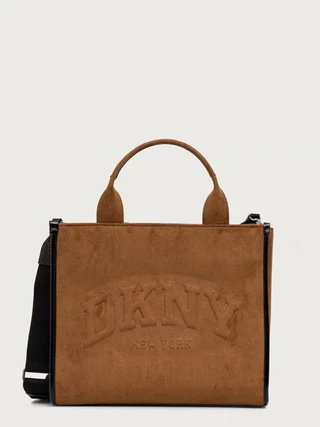 DKNY geantă pentru femei cu imitație de piele întoarsă maro