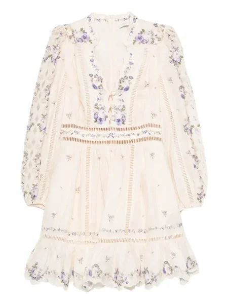 Rochie mini Zimmermann cu model floral cu imagine din dantelă